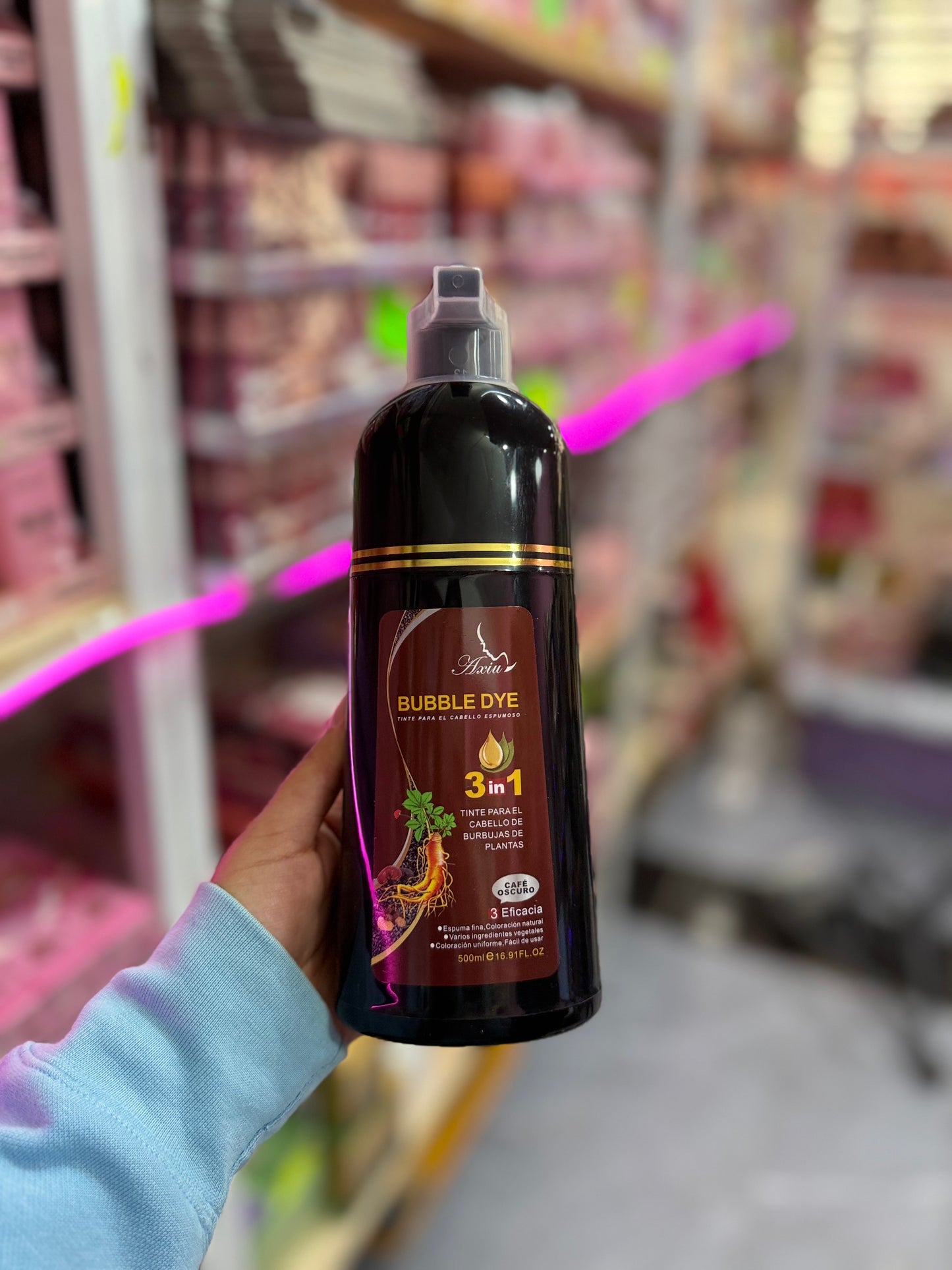 Shampoo con tinte en bote grande